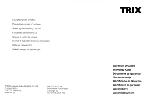 Trix garantiebewijs